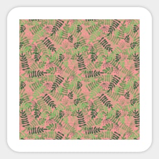Green Foliage On Pink Sticker